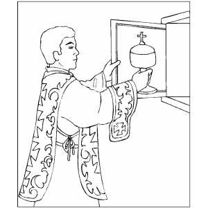 Coloring page altar boy takes out a chalice
